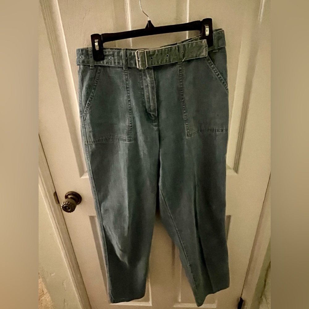 Talbots Size 8 Faded Wash Pants with Matching Belt